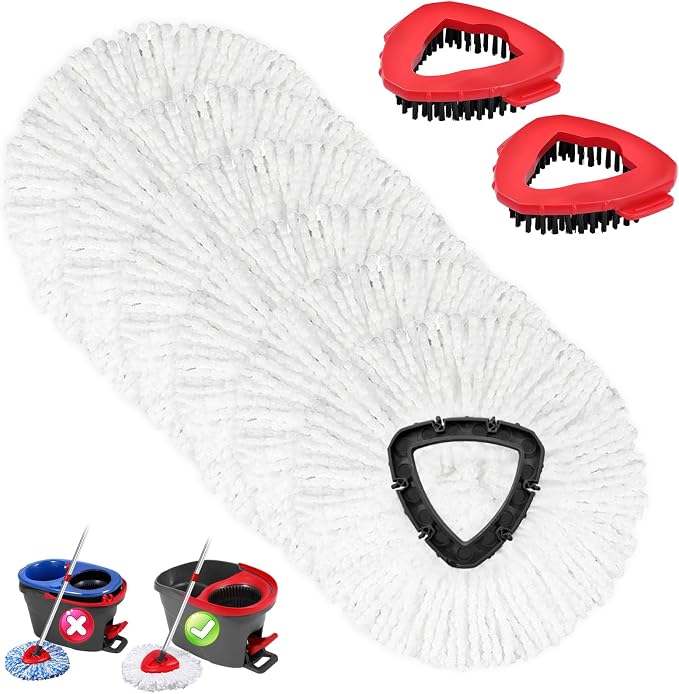 Mop Replacement Heads 6 Pcs & 2 Scrub Brushes Combo by BocaStory