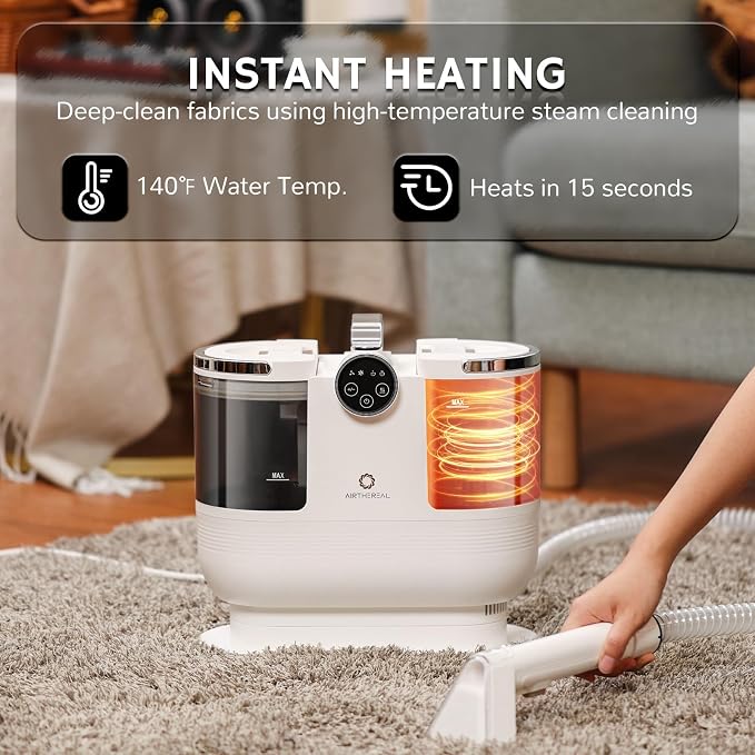 Airthereal Portable Upholstery Spot Cleaner, Instant Heating Carpet Cleaner - Image 2