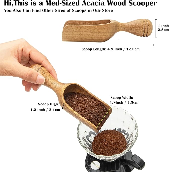 Wooden Scoops for Canisters 4PCS Wooden Scoop for Jars 4.9″Med-size Acacia - Image 2