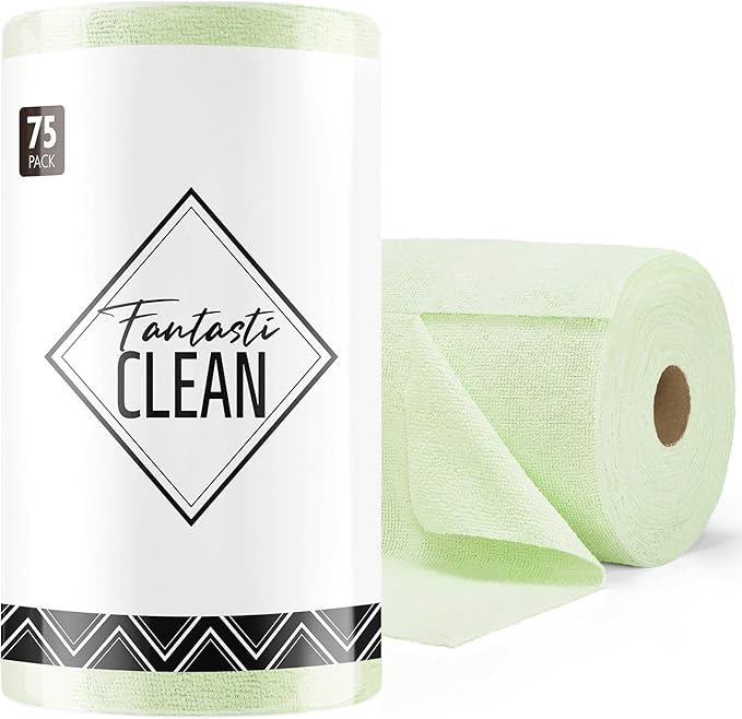 Fantasticlean Microfiber Cleaning Cloth Roll -75 Pack, Tear Away Microfiber by Fantasticlean