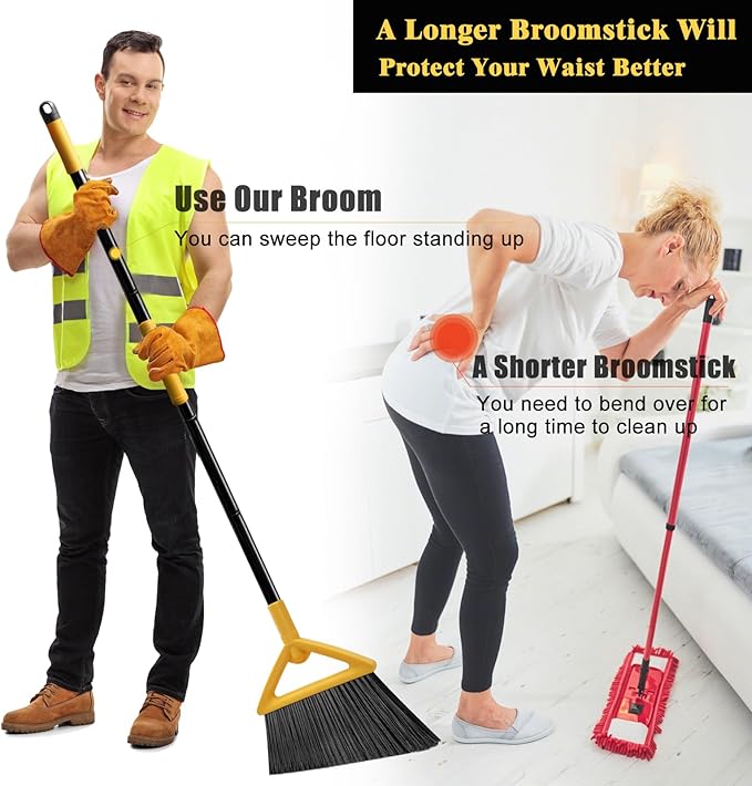 Heavy Duty Broom Outdoor and Indoor, 3 Pack Upgraded Commercial Angle Brooms - Image 5