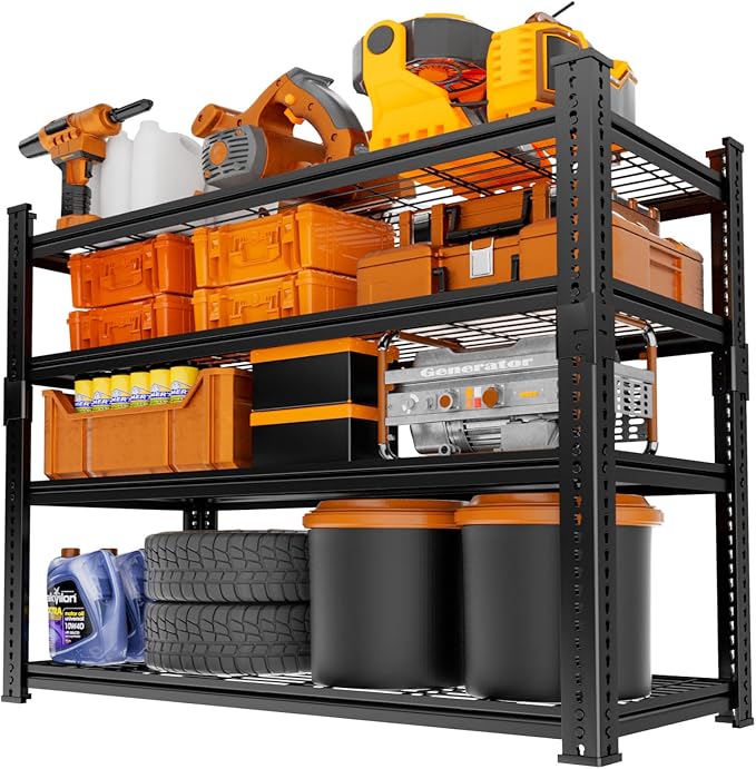 Storage Shelves Heavy Duty, 4-tier Adjustable Metal Industrial Utility Shelf by ROOMTEC