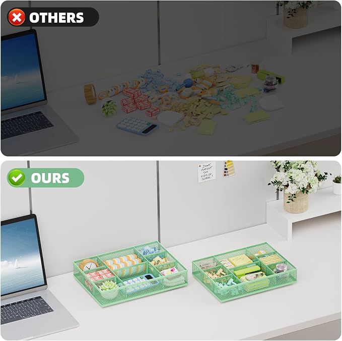 Marbrasse 2 Pack Desk Drawer Organizer, Mesh Drawer Organizer Tray - Image 7
