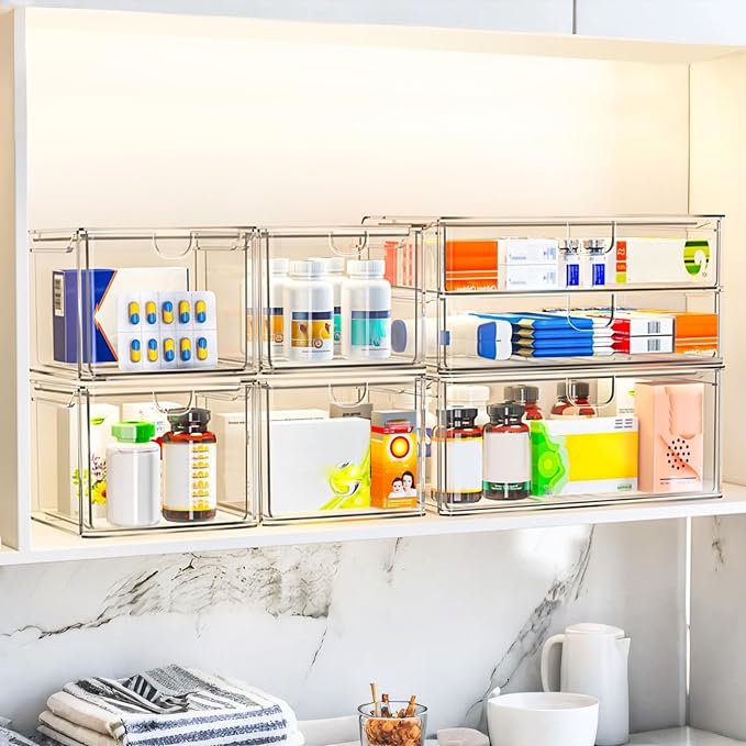 Acrylic Storage Drawers Set of 6, Plastic Organizer Bins - Image 5