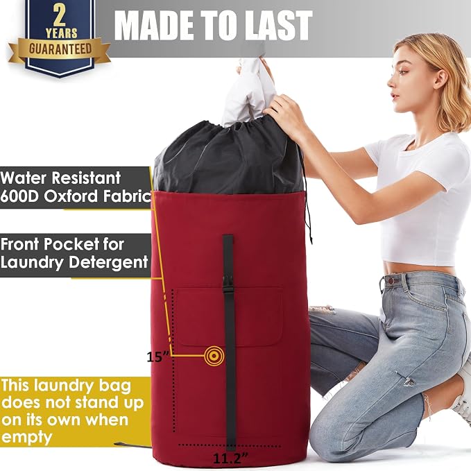 Extra Large Laundry Bag 115L, College Dorm Room essentials, Laundry Backpack Bag - Image 2