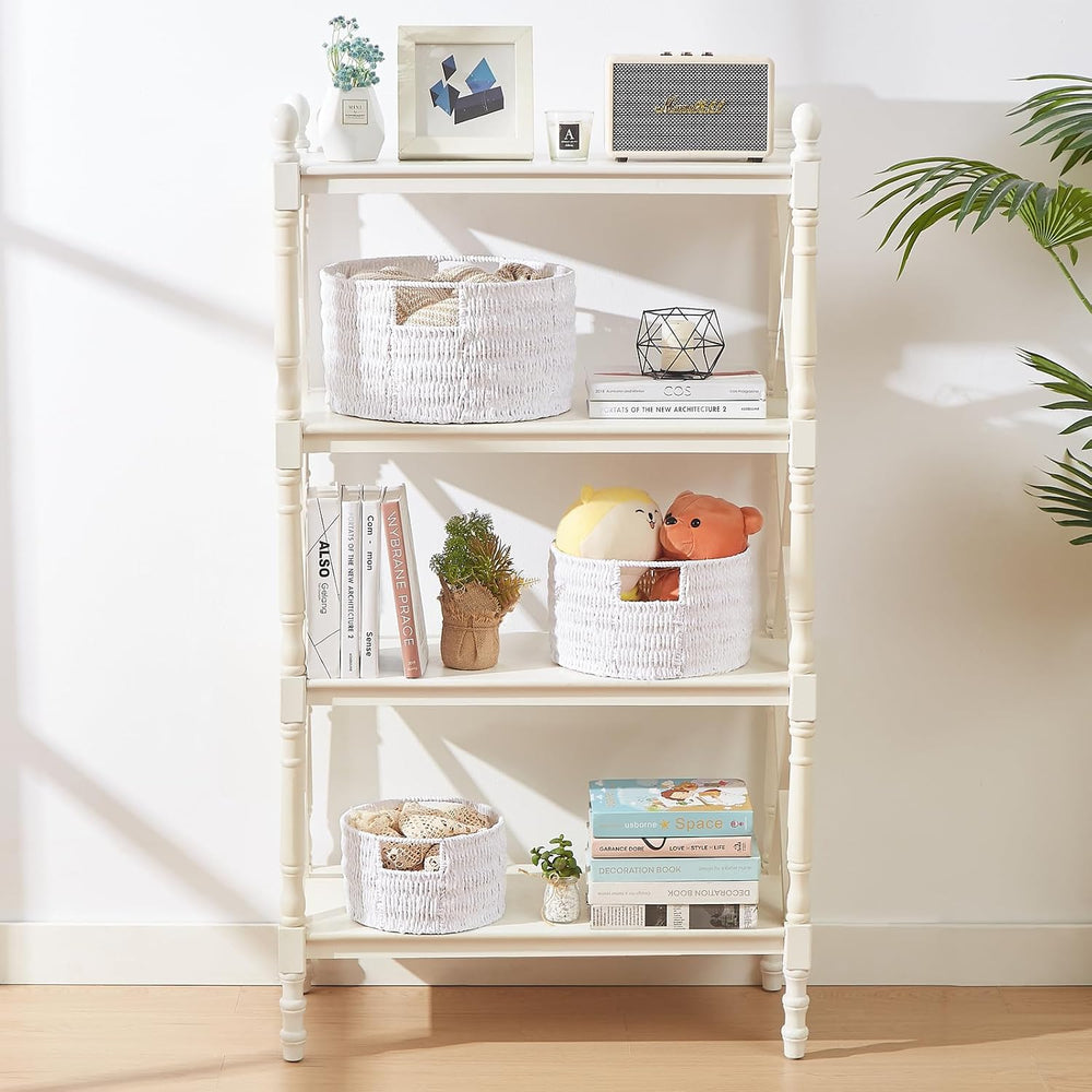 Vagusicc Wicker Storage Basket, Hand-Woven Paper Rope Large Round Woven Baske...