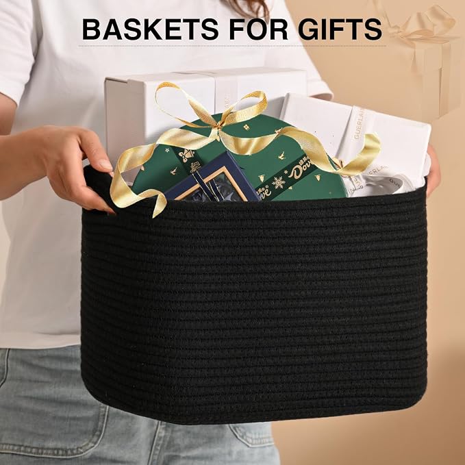 Woven Cotton Rope Storage Basket - Image 3