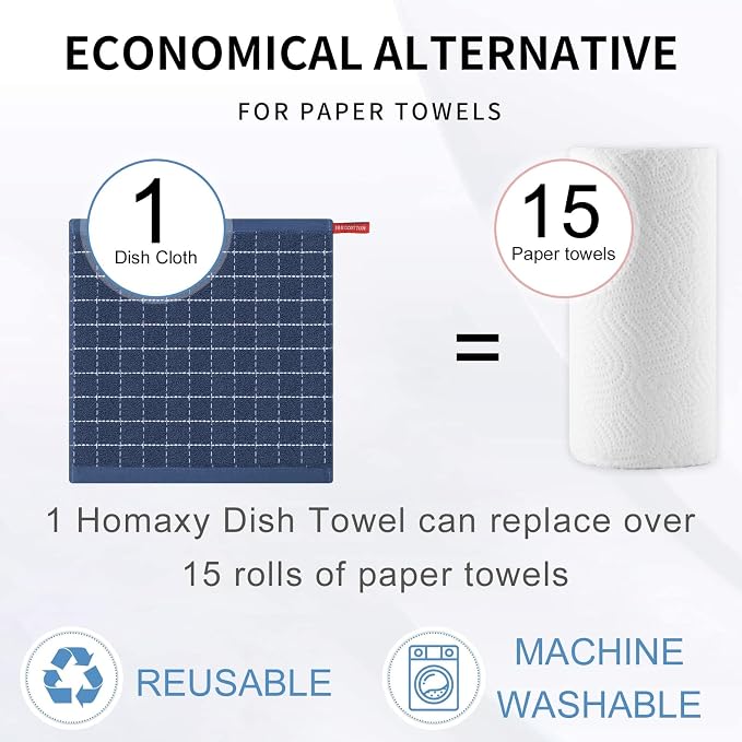 Homaxy 100% Cotton Terry Kitchen Dish Cloths, Ultra Soft and Absorbent Dish - Image 7