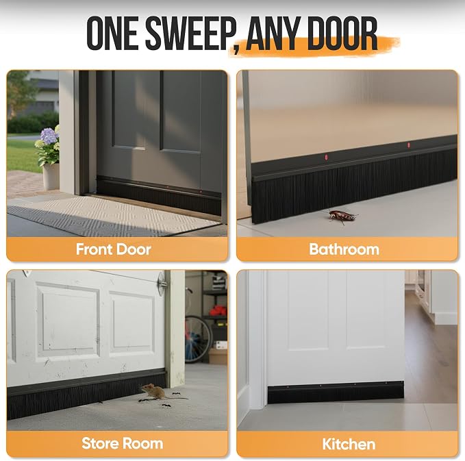 Premium 2 Pack Door Sweep for Bottom – Metal Gap Filler Draft Blocker, Weather - Image 7