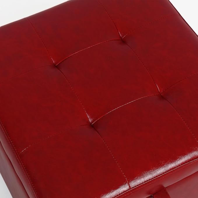 Adeco Faux Leather Storage Ottoman - Image 5