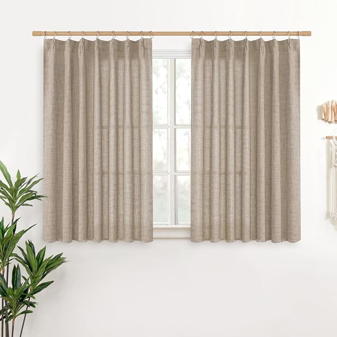 YoungsTex Oatmeal Linen Curtains 36 Inch Length by YoungsTex