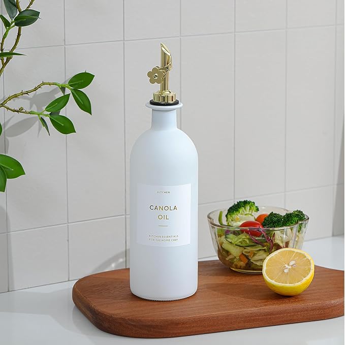 HOMCDALY Olive Oil Dispenser for Kitchen, 16oz Glass Oil Bottles - Image 5