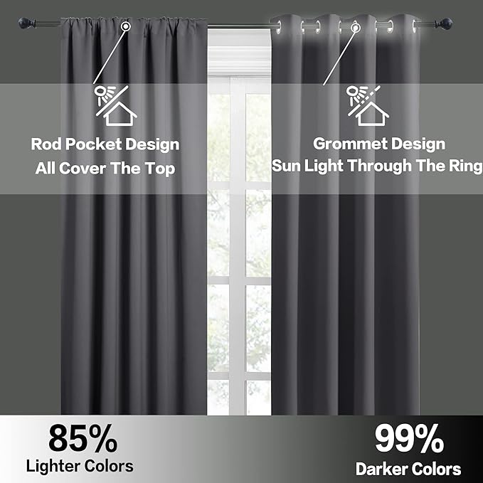 RYB HOME Blackout Curtains 63 inches Long - Image 5