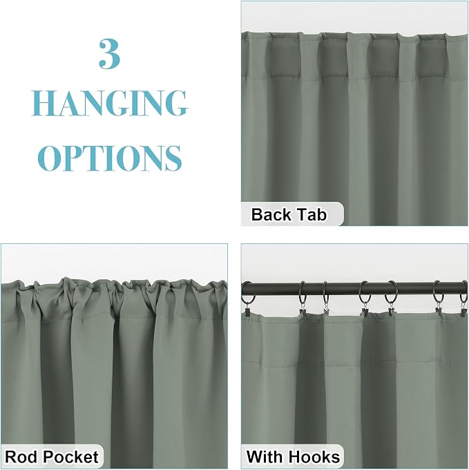 RYB HOME Sage Green Curtains, Small Window Curtains Tiers - Image 6