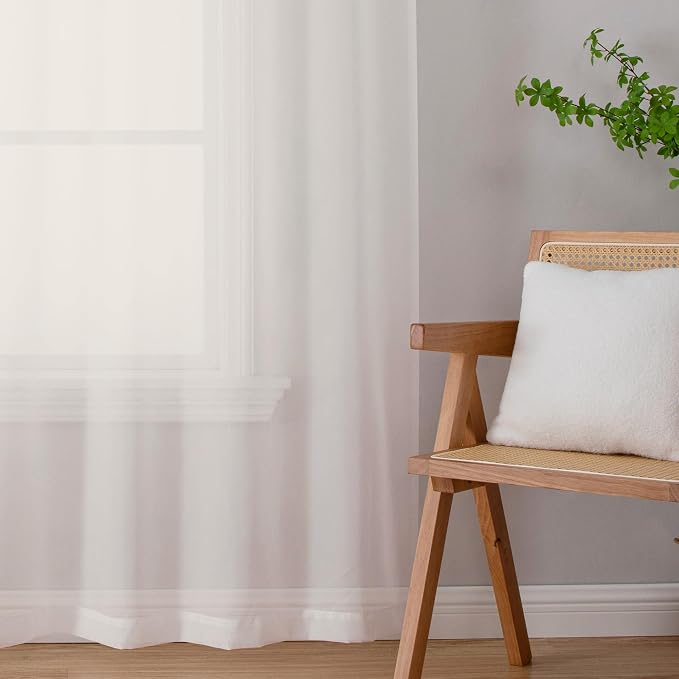 Chyhomenyc Sheer Ivory Curtains 90 inches Long 2 Panels, Light Filtering Soft - Image 7