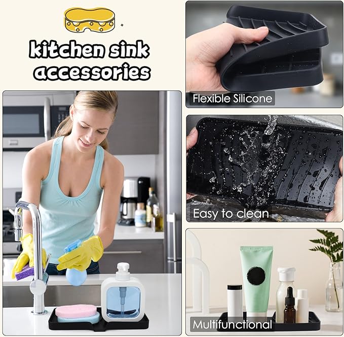 YASMEN Silicone Bathroom Soap Dishes, Sink Sponge Holder - Image 6