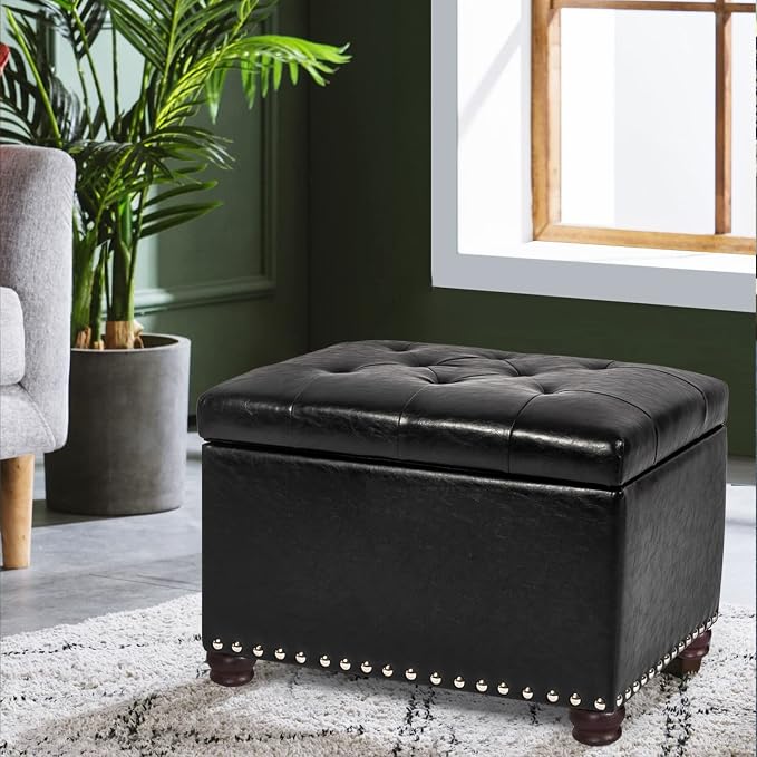 Joveco Leather Storage Ottoman, - Image 8