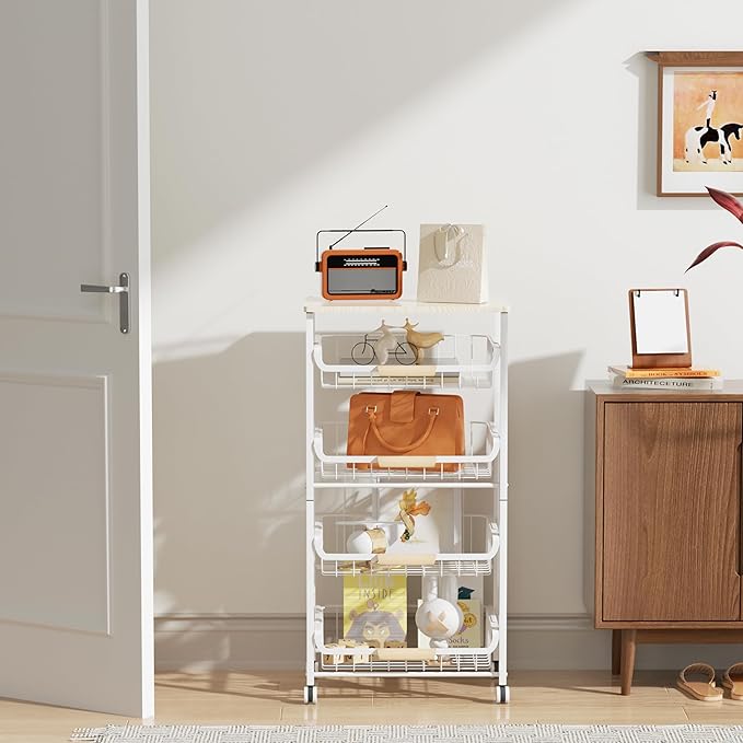 5-Layer Fruit Basket Kitchen Food Organizer and Rack, Stackable Storage Cart - Image 6