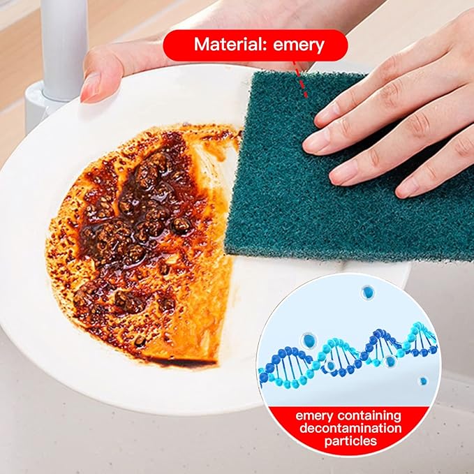 Heavy Duty Scour Pads Sponge Dish Scrubber Non-Scratch Green Reusable Household - Image 5