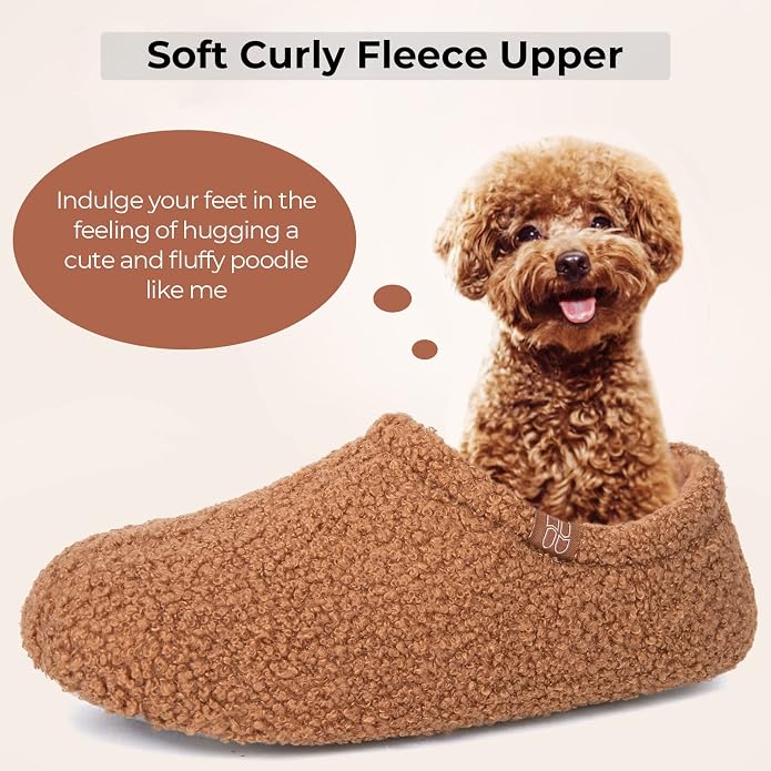 HomeTop Women's Fuzzy Curly Fur Memory Foam Loafer Slippers - Image 3
