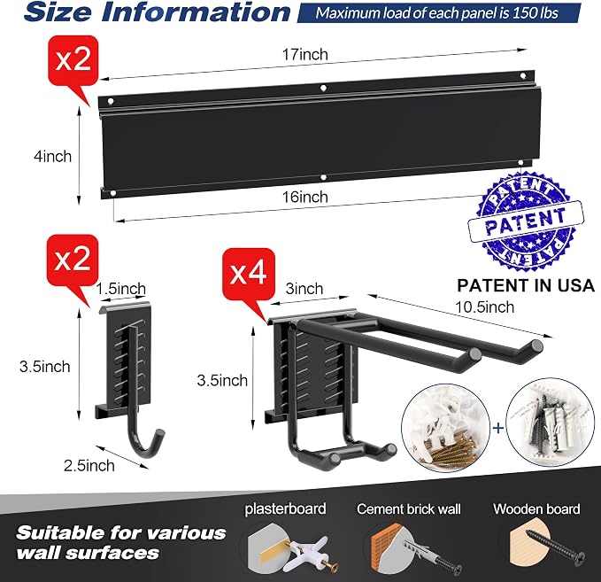 Garage Tool Storage Rack, Heavy Duty Garage Storage Organizer Rack System Wall - Image 2