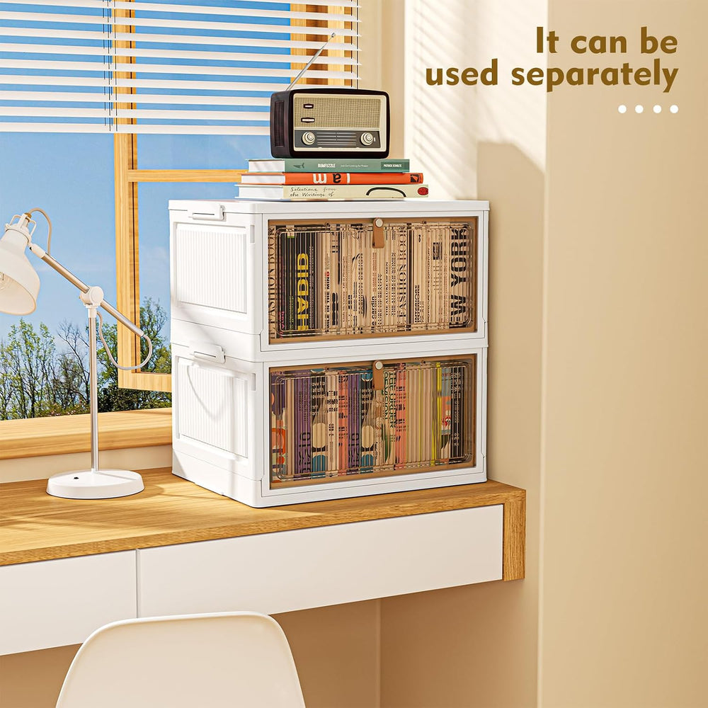4 Tier Plastic Storage Bins with Lids 28QT, Stackable, Wheeled, Collapsible, ...