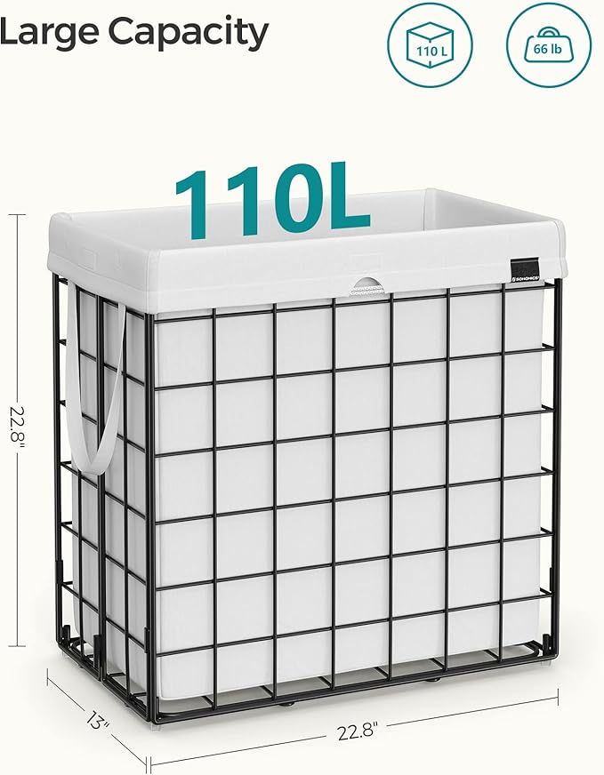 SONGMICS Laundry Hamper, 29 Gal. Laundry Basket, Collapsible Clothes Hamper - Image 5