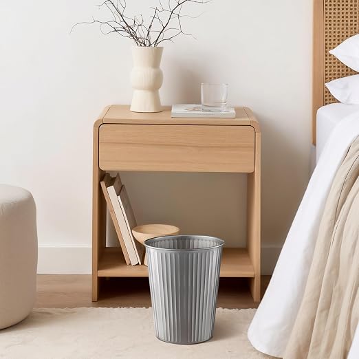 Monarch Abode Pewter Handcrafted Ridge Embossed Metal Wastebasket - Image 5