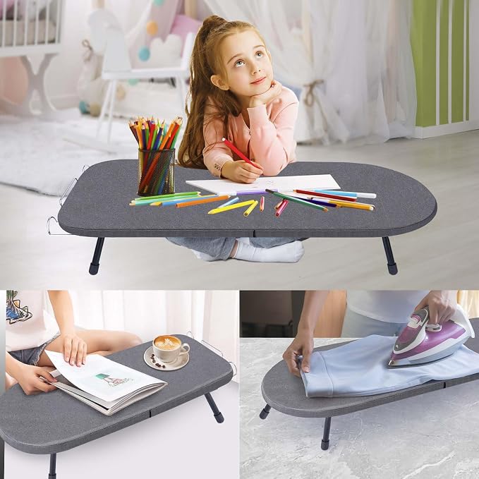 Tabletop Ironing Board with Iron Rest, Metal Mesh Panel Mini Ironing Board with - Image 7