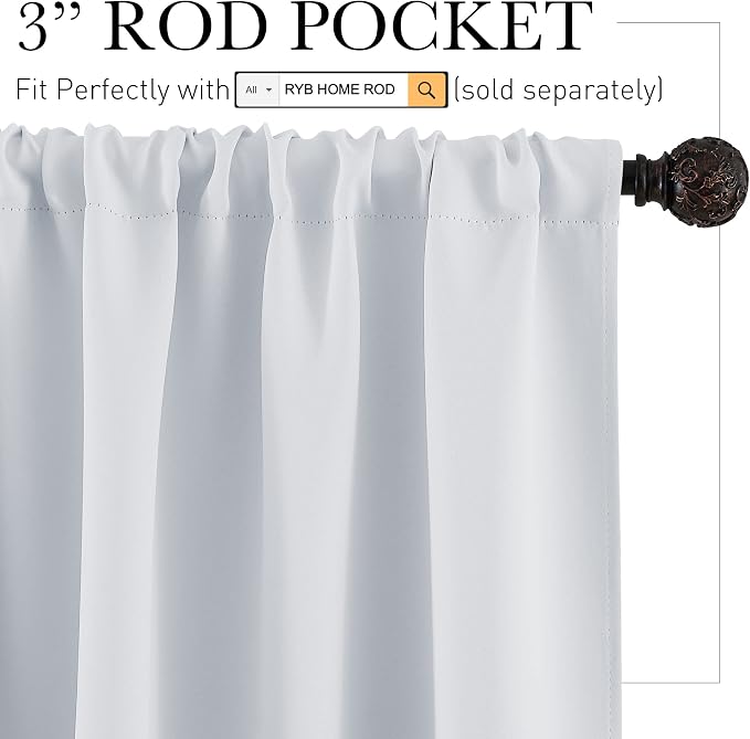 RYB HOME White Room Darkening Curtains - Image 2