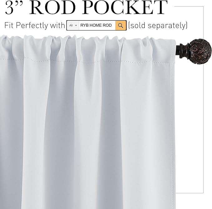 RYB HOME Blackout Curtains 84 inches Long 2 Panels Set - Image 3