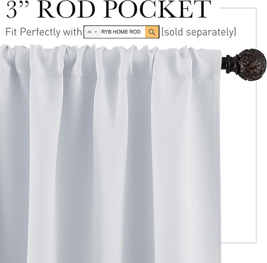 RYB HOME Short Curtains for Living Room Blackout Portable Blinds Shades for - Image 2