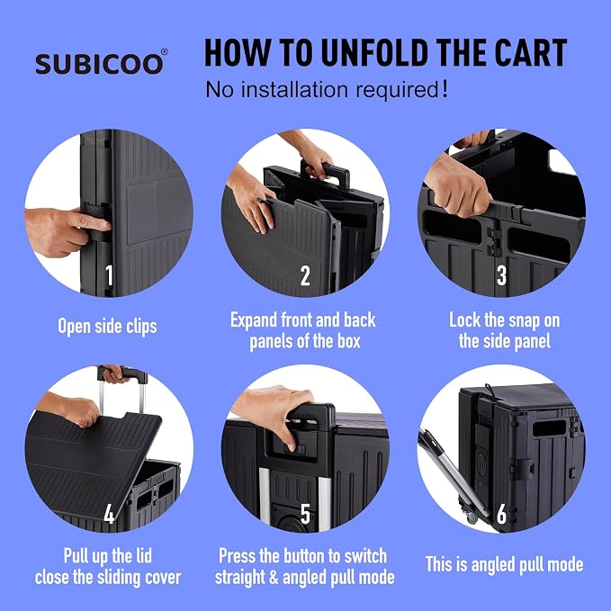 Folding Utility Cart Portable Rolling Crate Handcart Shopping Trolley - Image 5