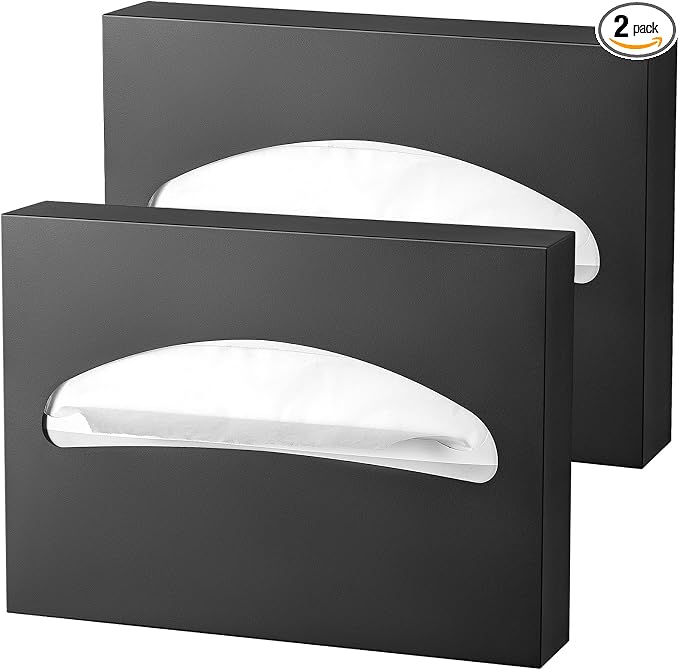 2 Packs Toilet Seat Cover Dispenser Wall Mounted Stainless Steel Matte Black by Gorlary