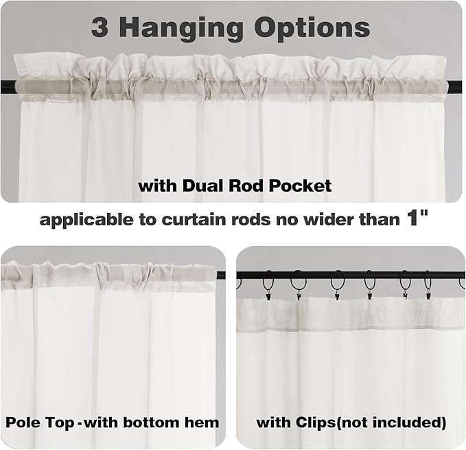 Chyhomenyc Ivory Sheer Curtains 96 Inch Length 2 Panels Set, Elegant Light - Image 6