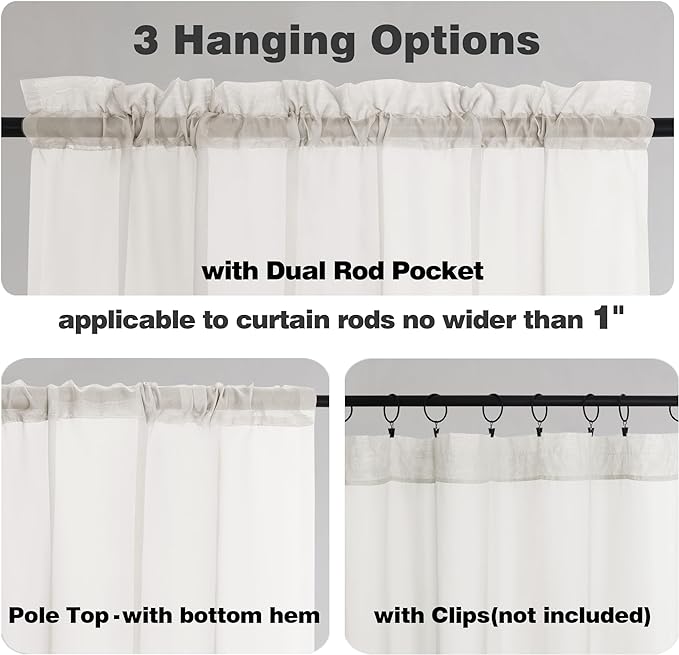 Chyhomenyc Ivory Sheer Curtains 78 Inches Long 2 Panels Set - Image 7