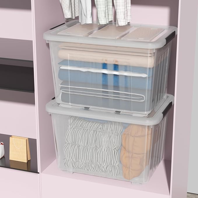 70 Quart Large Clear Storage Bins, Plastic Storage Box - Image 5