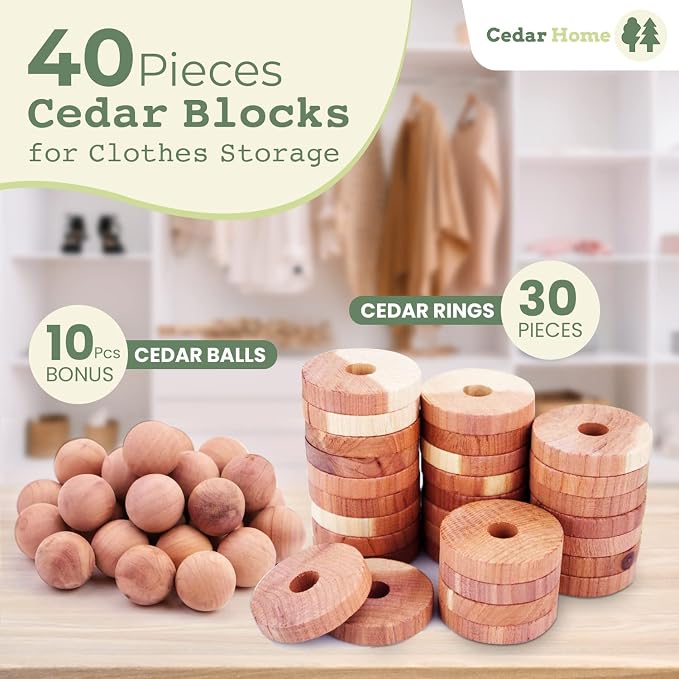 Cedar Blocks for Clothes Storage | Cedar Balls & Rings | Dresser Drawer - Image 2