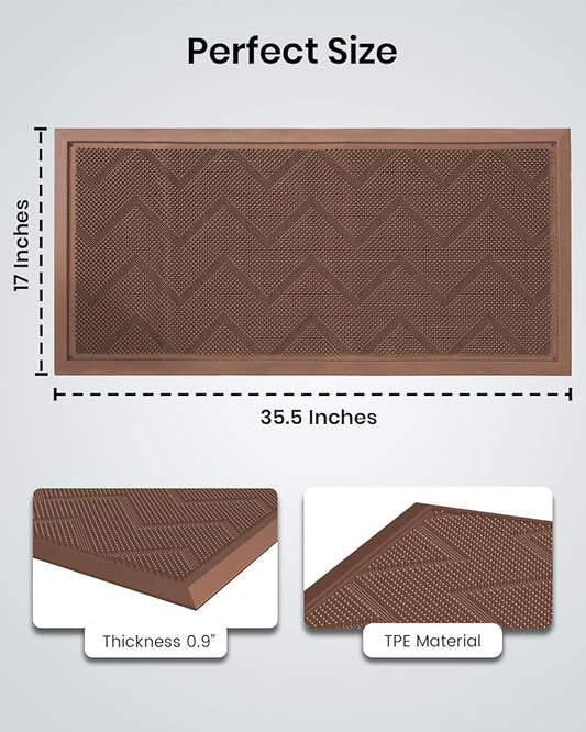 HAMARA Front Door Mat for Outside Entrance 35.5"x17" – Anti-Slip Dirt-Trapping - Image 2
