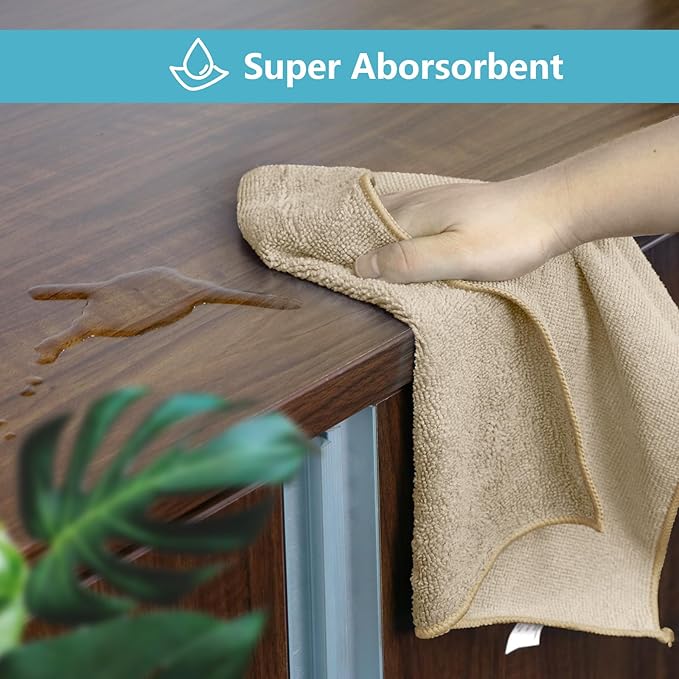 HOMEXCEL Brown Microfiber Cleaning Cloth, 50 Pack Cleaning Towels - Image 3