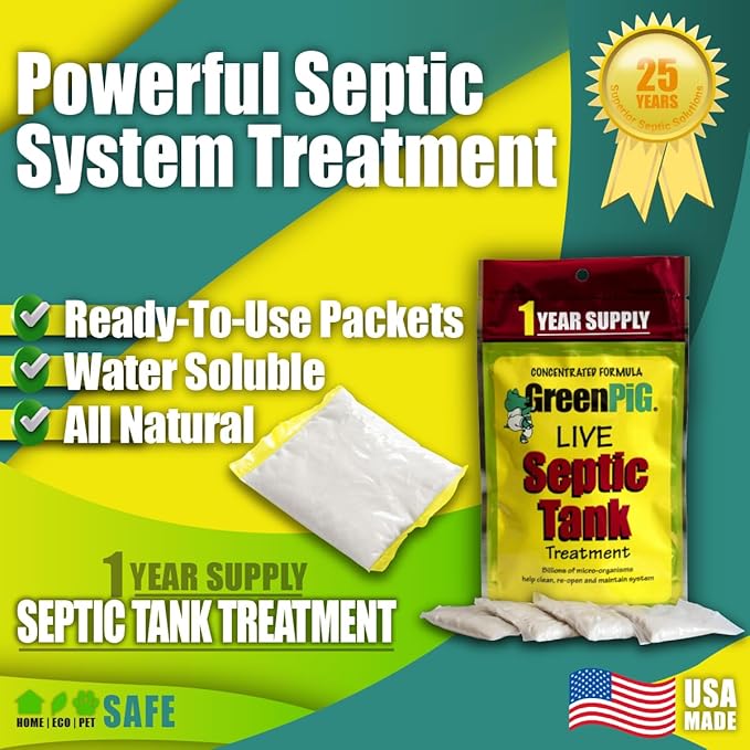 GREEN PIG Septic Tank Treatment Packets, Septic Safe Clog Remover, Prevents - Image 5