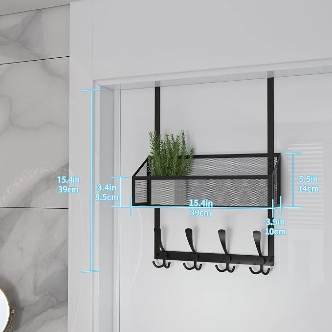 Over The Door Hooks Organizer, Coat Rack Over The Door Storage Hanger Towel Rack - Image 6