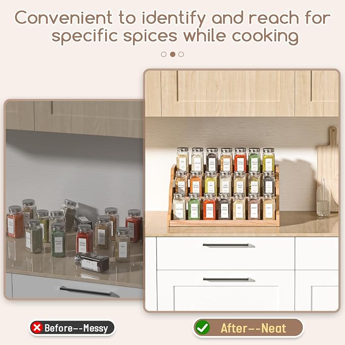 Tiered Spice Rack Organizer for Cabinet, Wooden Spice Rack for Countertop - Image 3