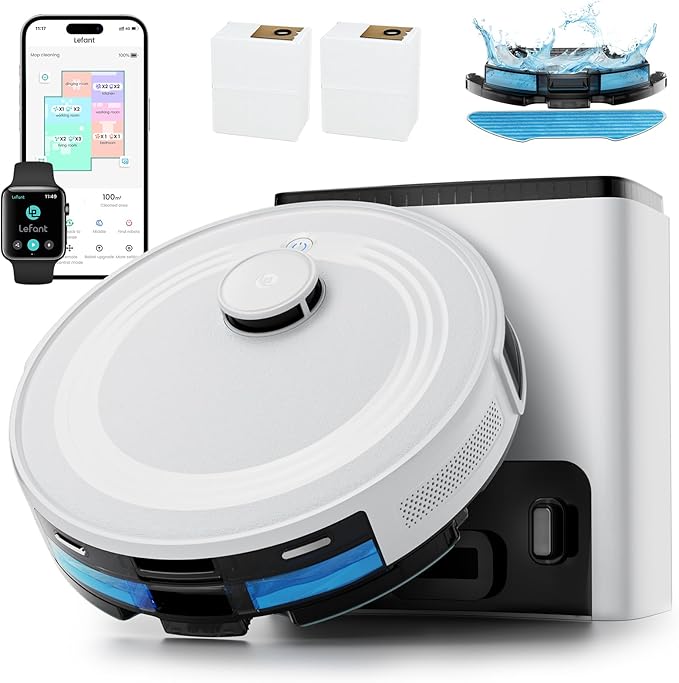 Lefant LiDAR Robot Vacuum and Mop, 45-Day Self-Emptying, 6000Pa Powerful Suction by Lefant
