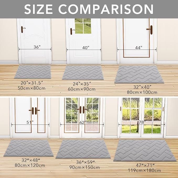 hicorfe Indoor Doormat, Front Back Door Mat TPR Backing Non Slip Mats 20"x31.5" - Image 3