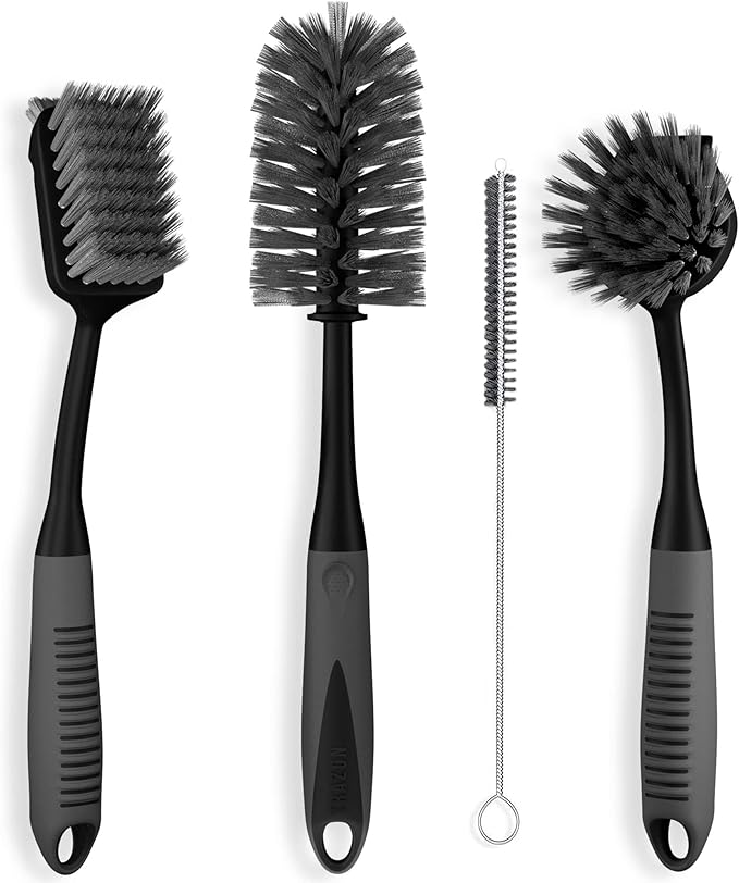 Dish Brush Set of 4 with Bottle Water Brush, Dish Scrub Brush, Scrubber Brush by TrazonProducts