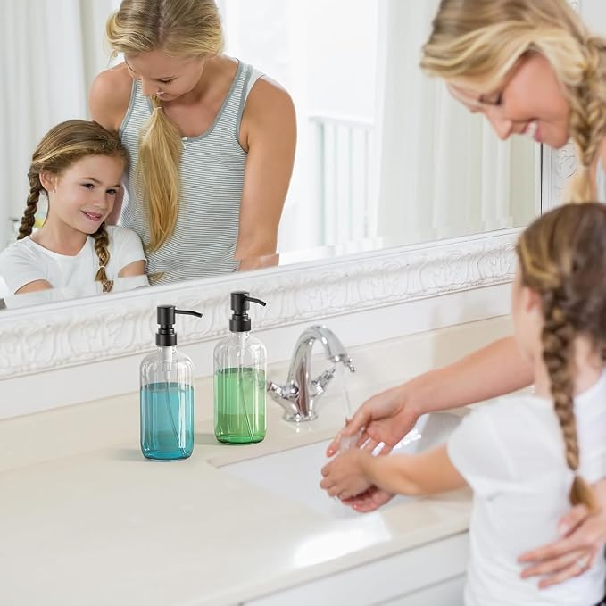 AmazerBath Soap Dispenser, 2 Pack Glass Soap Dispenser - Image 9