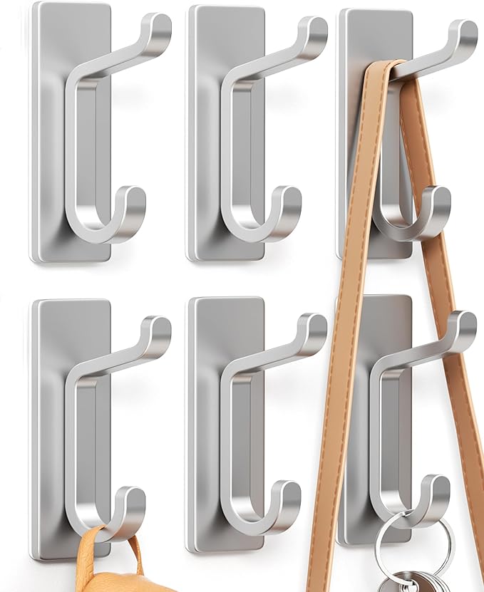 Wall Hooks for Coat and Towel: 13LB Adhesive Door Hanger Stick on by pickpiff