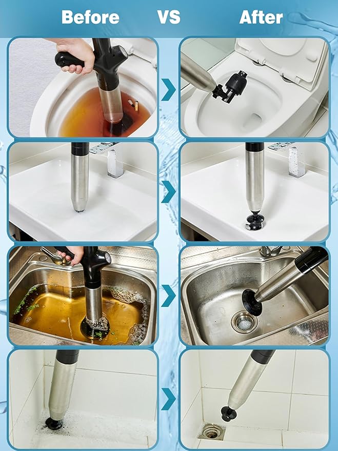 Toilet Plunger Drain Clog Remover Tool, High-Pressure Drain Snake Sink Plunger - Image 6