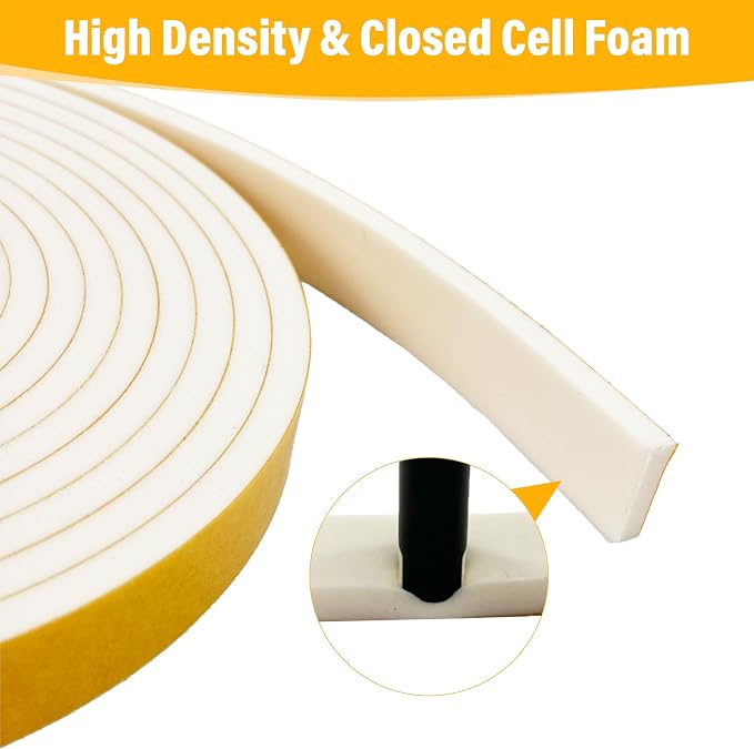 Weather Stripping Foam Tape, 17 Ft Door Seal Strip, EVA Material, High Density - Image 7